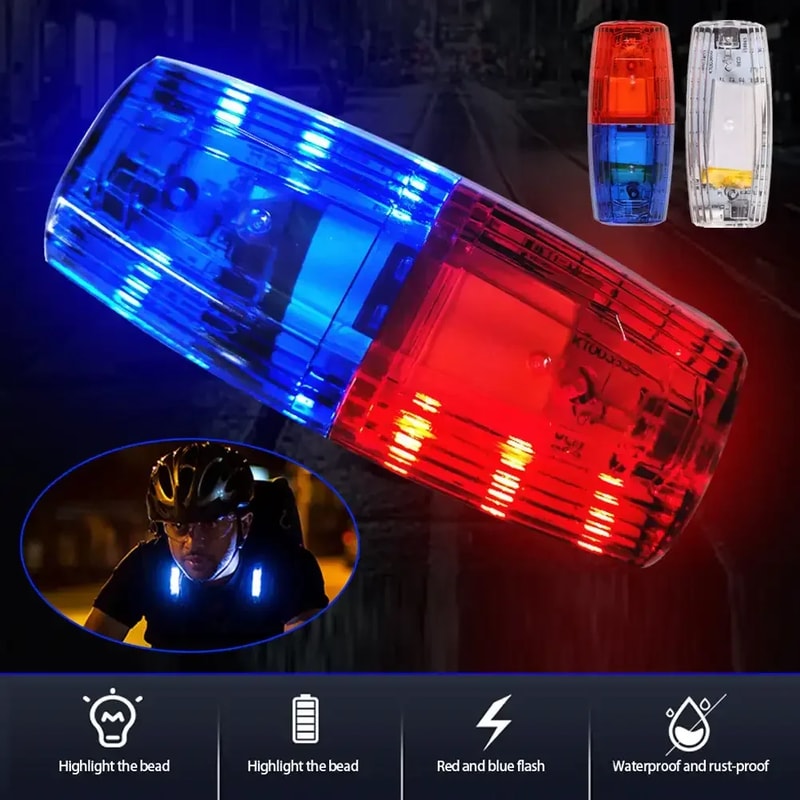 USB Rechargeable LED Police Light Shoulder Lamp Red & Blue Emergency Warning Torch