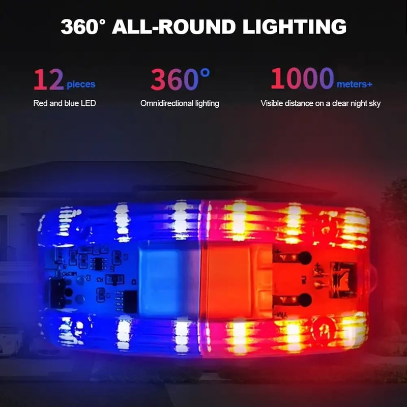USB Rechargeable LED Police Light Shoulder Lamp Red & Blue Emergency Warning Torch