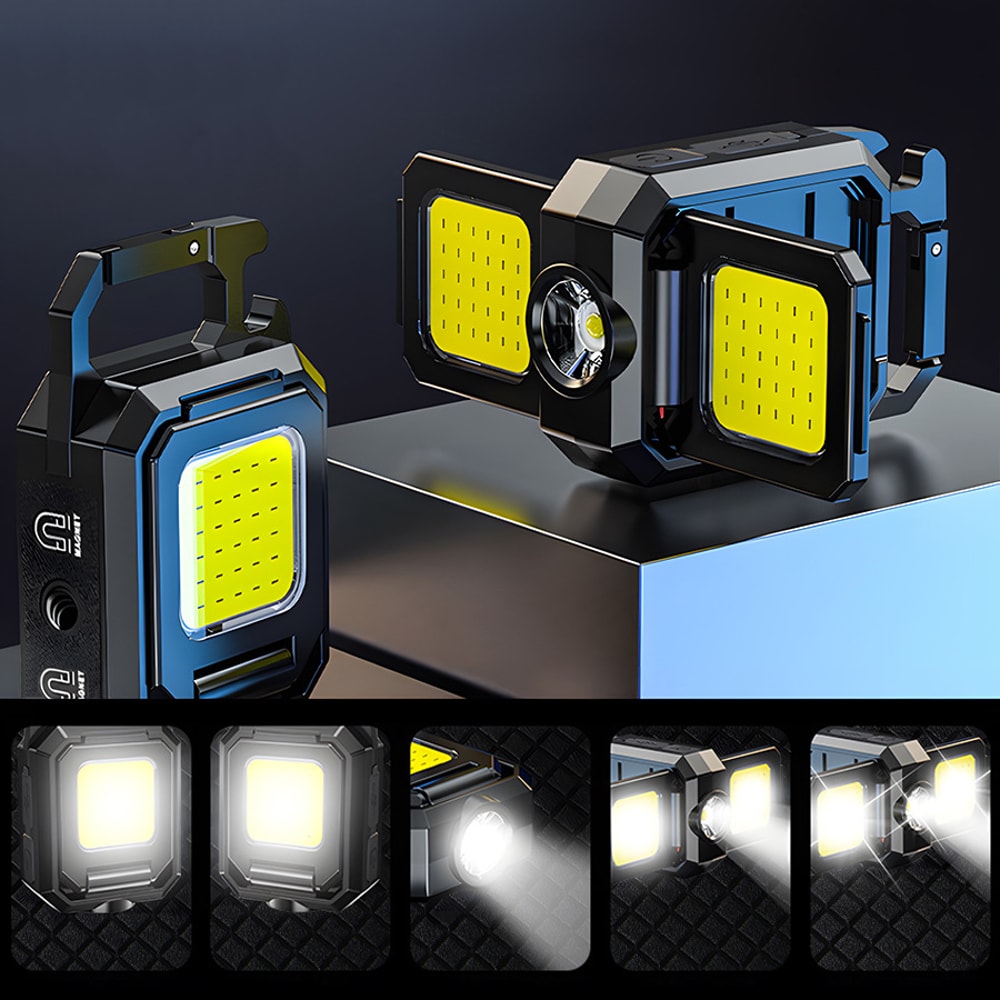 Ultra Bright Mini Flashlight Keychain USB Rechargeable Portable COB Lamp