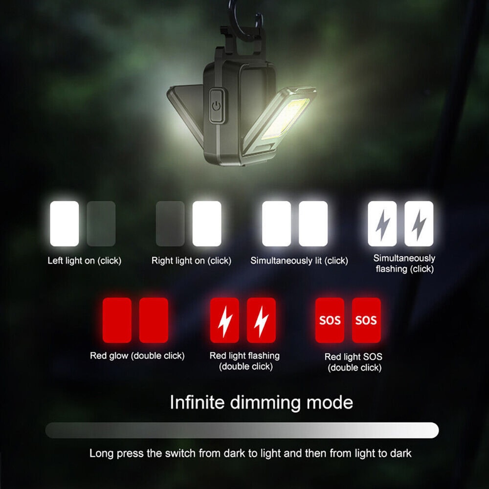 Ultra Bright Mini Flashlight Keychain USB Rechargeable Portable COB Lamp