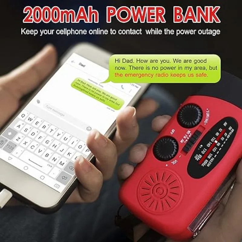 Solar Camping Light & Portable LED Flashlight with Power Bank and Radio