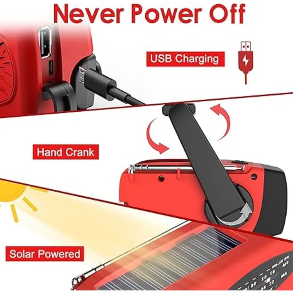 Solar Camping Light & Portable LED Flashlight with Power Bank and Radio