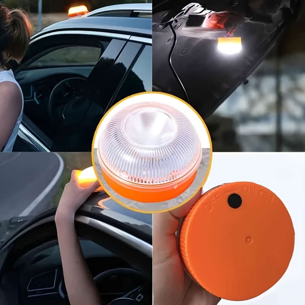Premium Vehicle Emergency Safety LED Warning Light With Magnetic Mount Battery Powered Beacon 4
