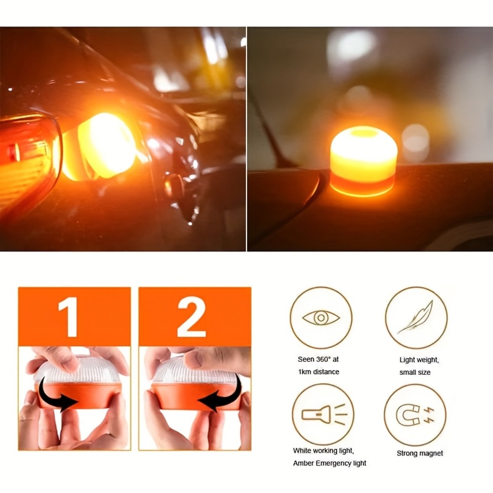 Premium Vehicle Emergency Safety LED Warning Light With Magnetic Mount Battery Powered Beacon 5