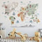 Kids World Map Wall Sticker Cartoon Animal Decal for Nursery Bedroom Educational Wall Decor