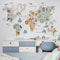 Kids World Map Wall Sticker Cartoon Animal Decal for Nursery Bedroom Educational Wall Decor
