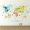 Kids Animal World Map Wall Sticker Educational Nursery Decor