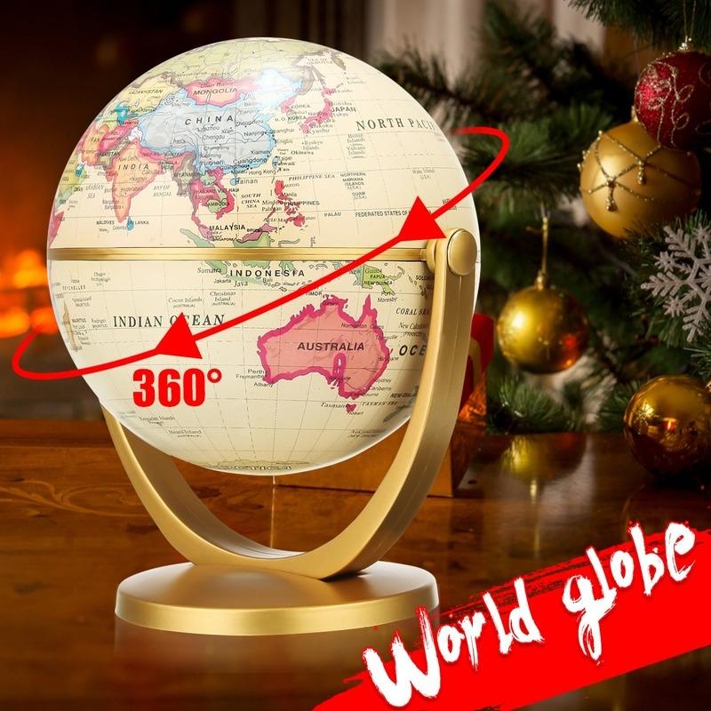 Retro Rotating Earth Globe Vintage Desktop World Map Decor