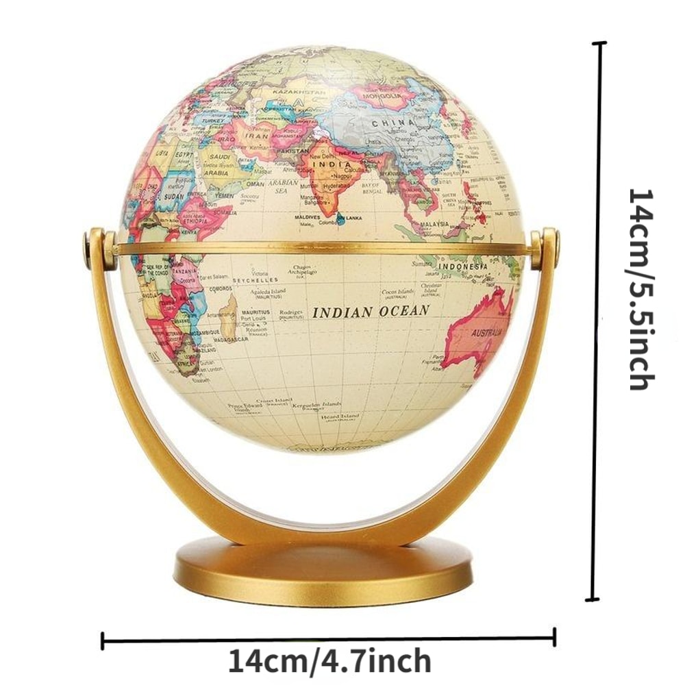 Retro Rotating Earth Globe Vintage Desktop World Map Decor