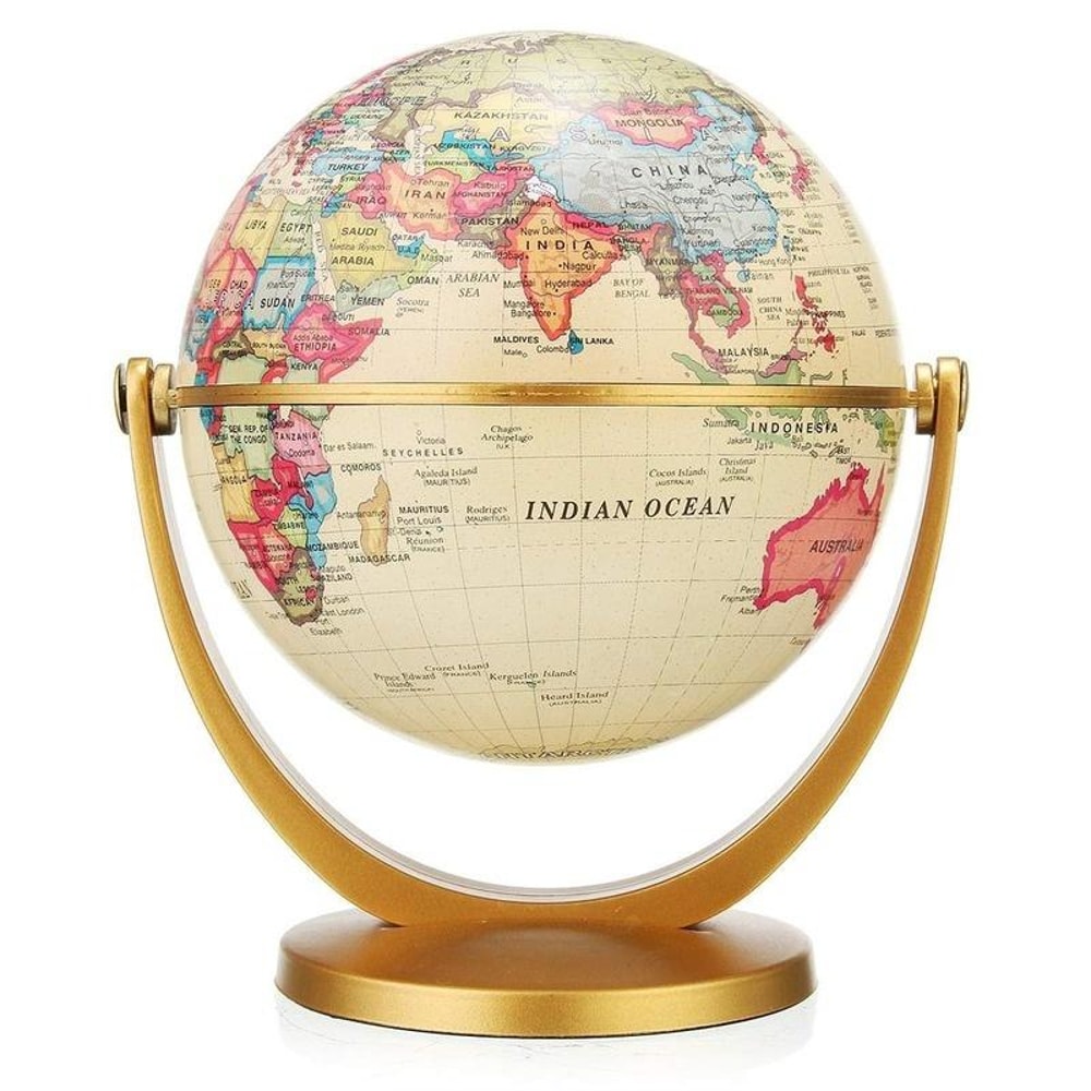 Retro Rotating Earth Globe Vintage Desktop World Map Decor