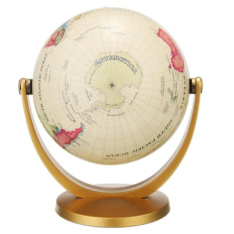 Retro Rotating Earth Globe Vintage Desktop World Map Decor