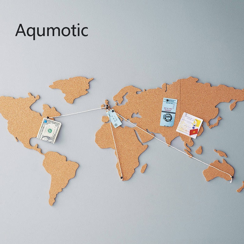 Cork World Map Travel Board Wall Decor With Pins For Home Office 0