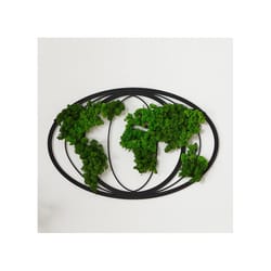 moss world map metal wall art eco friendly modern world map decor for home & office