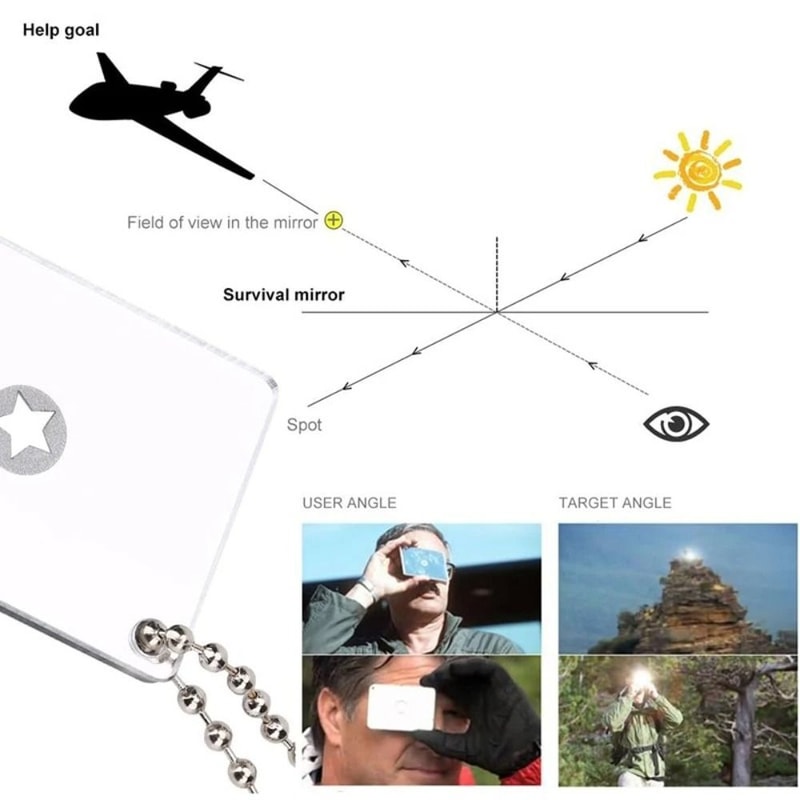 Multifunctional Survival Mirror for Hiking Camping Emergency Rescue