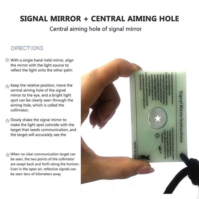 Portable Outdoor Survival Signal Mirror for Emergency Rescue & Camping