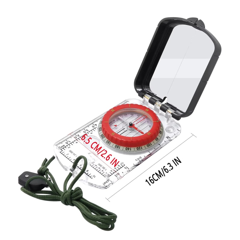Adjustable Hiking Compass with Night Light and Tilt Mirror for Outdoor Navigation