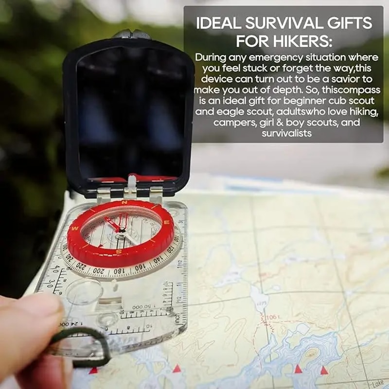 Adjustable Hiking Compass with Night Light and Tilt Mirror for Outdoor Navigation