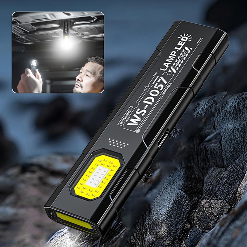 Mini Magnetic Dual Light Source Flashlight Ultra Bright Camping & Emergency Torch