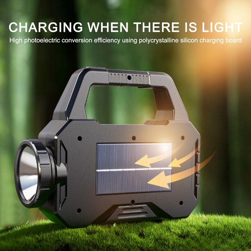 Ultra Bright Solar LED Searchlight Handheld Rechargeable Spotlight Lantern