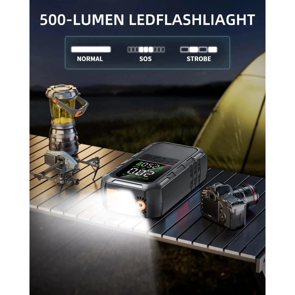 Portable Car Jump Starter with Digital Tire Inflator & Air Compressor for Gas & Diesel