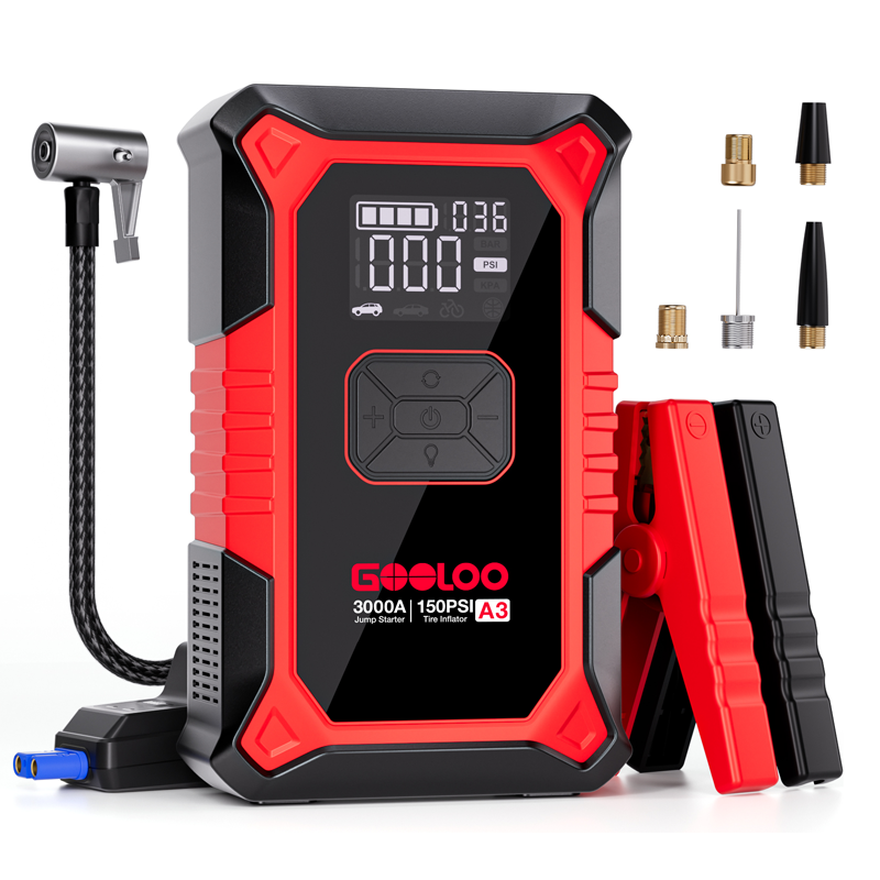 GOOLOO Portable Jump Starter & Air Compressor Car Battery Booster