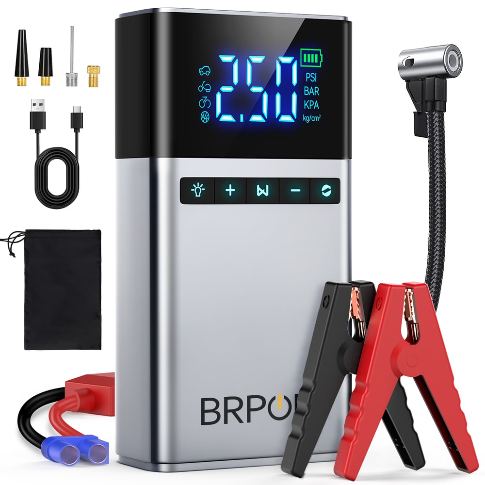 BRPOM Portable Car Starter with Air Compressor & Tire Inflator