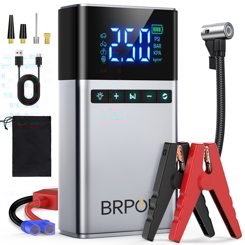 BRPOM Portable Car Starter with Air Compressor & Tire Inflator
