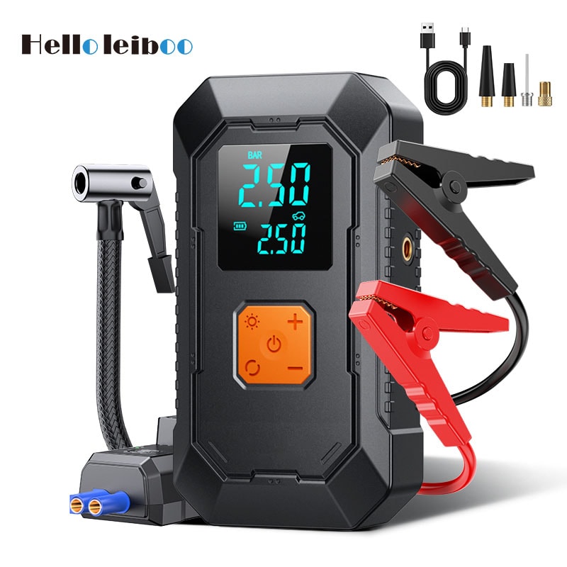 LEIBOO Car Jump Starter & Portable Air Compressor with Power Bank
