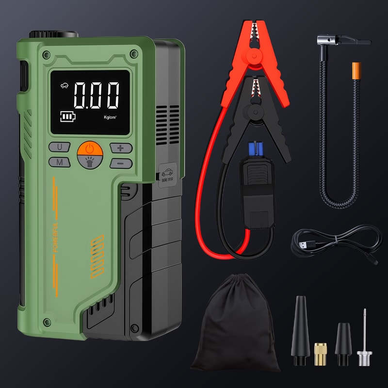Car Jump Starter & Portable Power Bank with Air Compressor