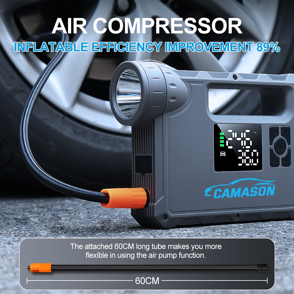 Car Jump Starter with Air Compressor & Power Bank