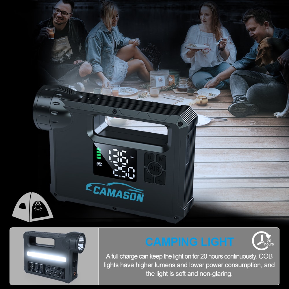 Car Jump Starter with Air Compressor & Power Bank