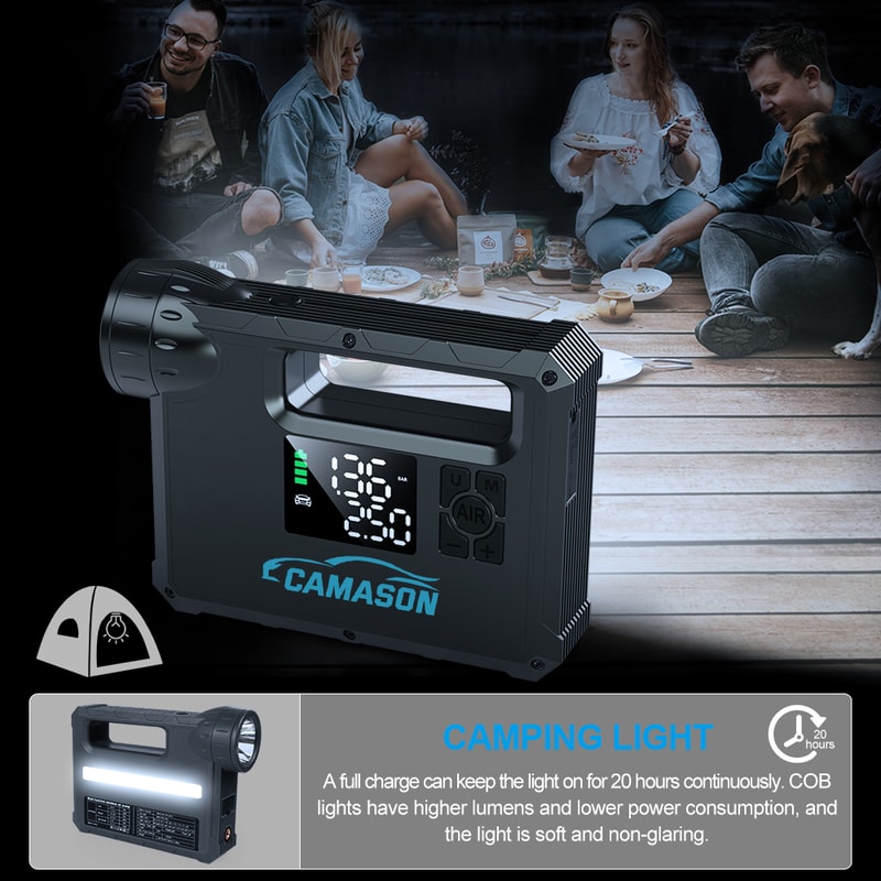 Car Jump Starter with Air Compressor & Power Bank