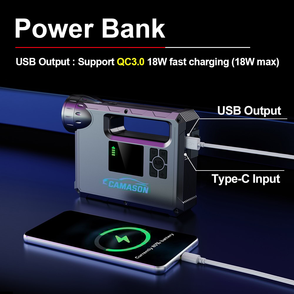 Car Jump Starter with Air Compressor & Power Bank