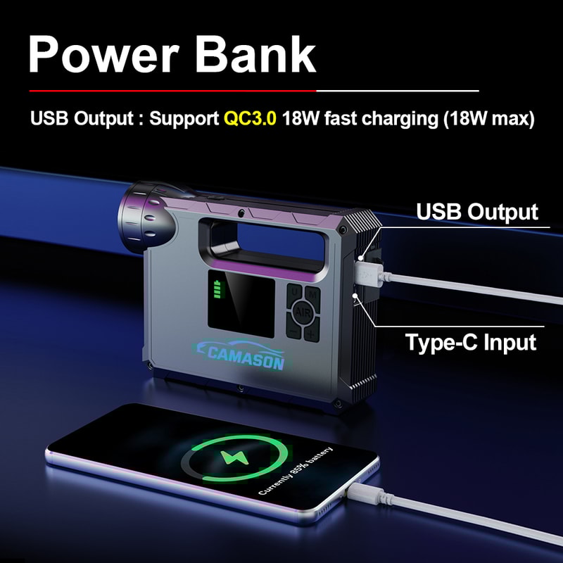Car Jump Starter with Air Compressor & Power Bank