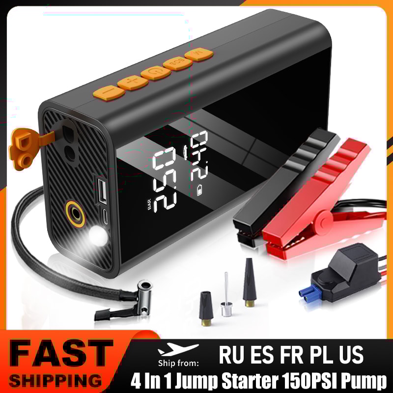 Car Jump Starter & Portable Air Compressor with Wireless Tire Pump