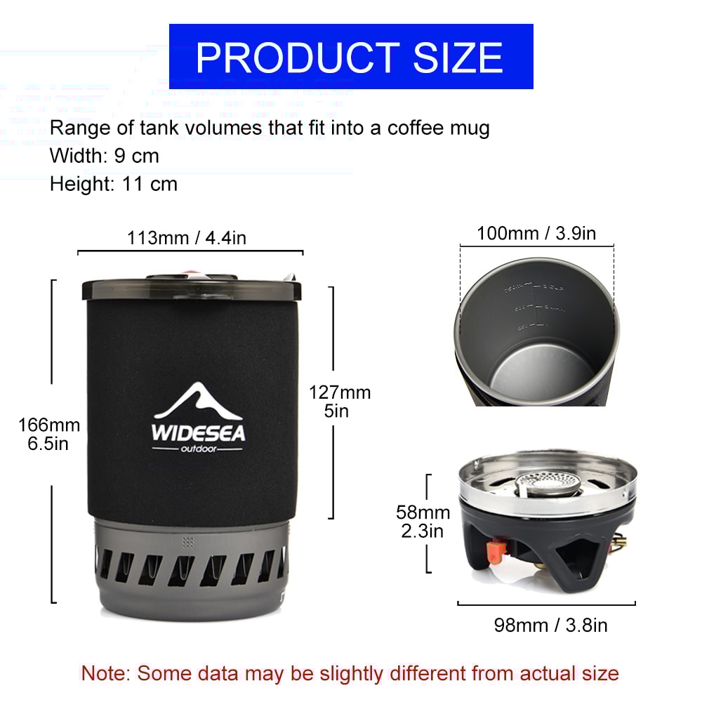 Portable Camping Cooking System with Heat Exchanger Cookware and Portable Gas Stove Set