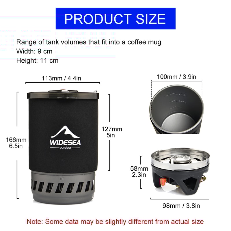 Portable Camping Cooking System with Heat Exchanger Cookware and Portable Gas Stove Set