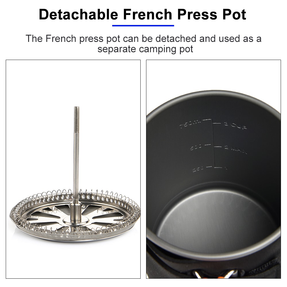 Portable Camping Cooking System with Heat Exchanger Cookware and Portable Gas Stove Set