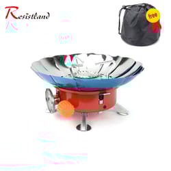 windproof portable camping stove with storage bag for hiking & picnic