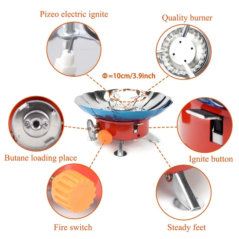 Windproof Portable Camping Stove with Storage Bag for Hiking & Picnic