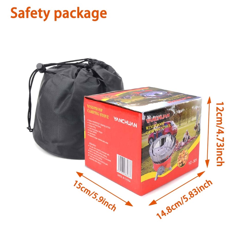 Windproof Portable Camping Stove with Storage Bag for Hiking & Picnic