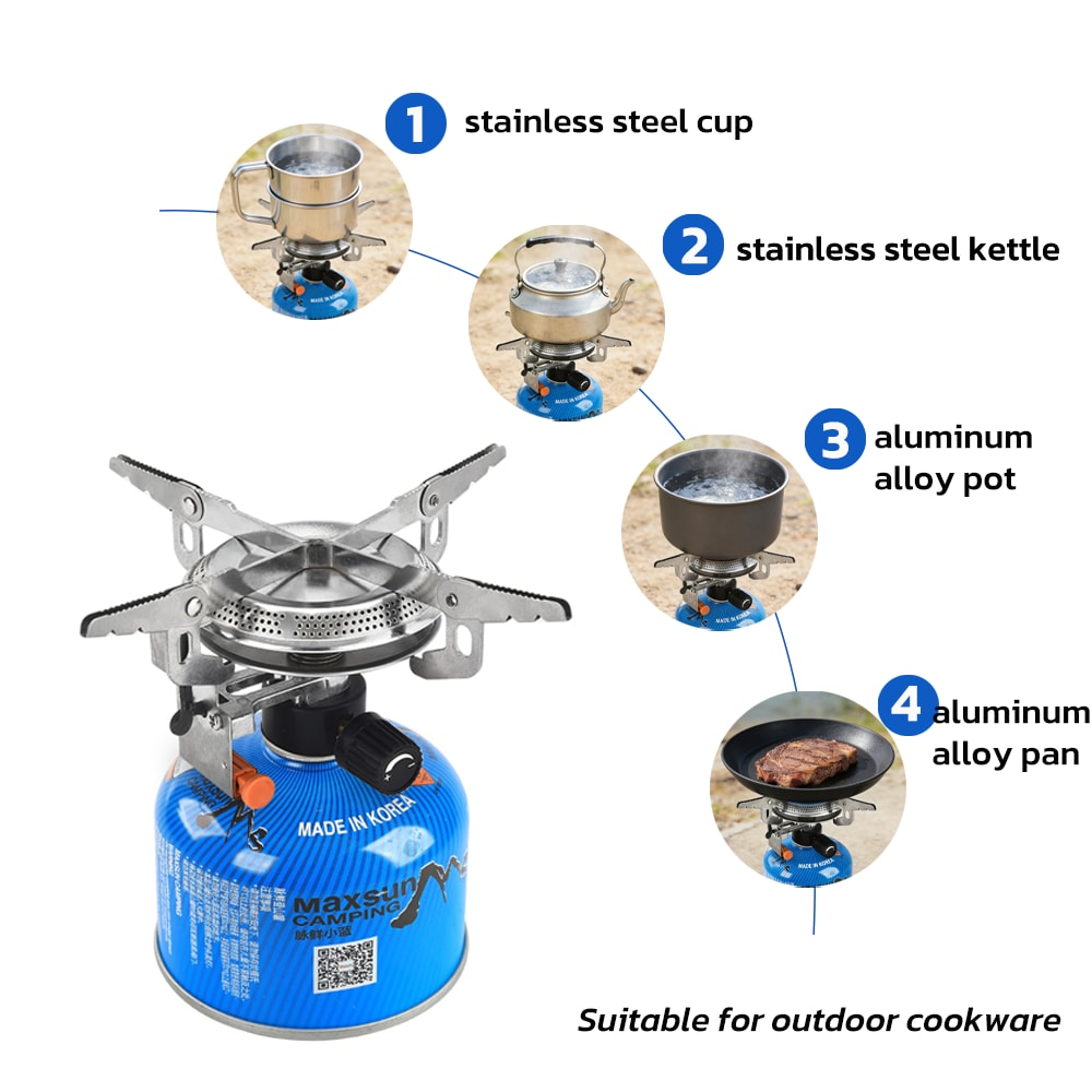 Pandatour Foldable Windproof Camping Stove Portable Gas Stove for Outdoor Cooking