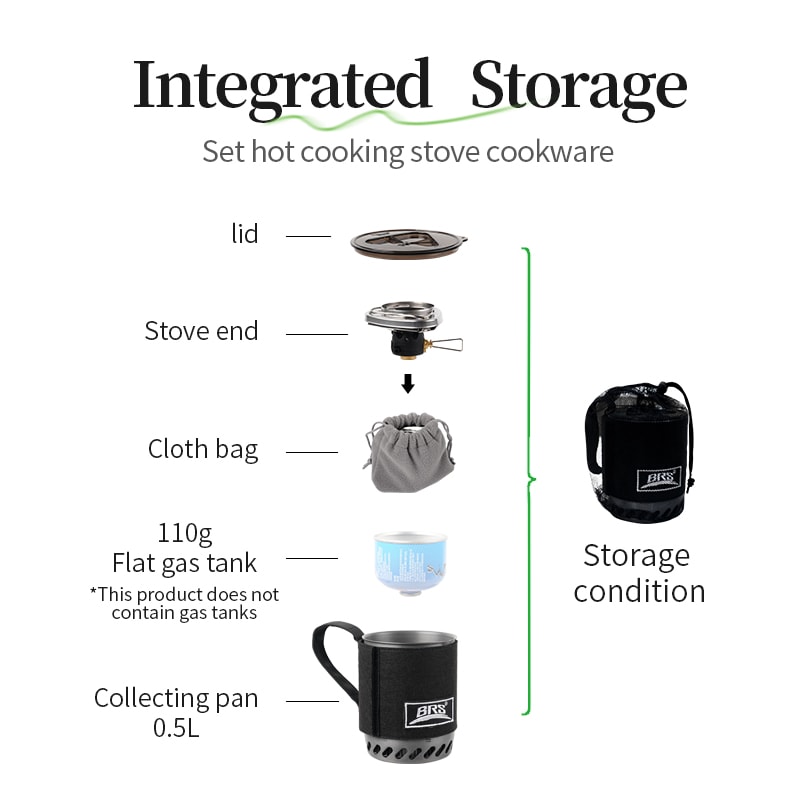 Ultralight BRS Camping Stove with Integrated Heat Collecting Pot for Backpacking