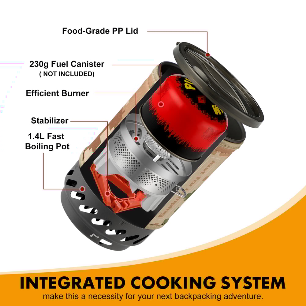 Portable Camping Stove With Heat Exchanger Pot For Backpacking 1