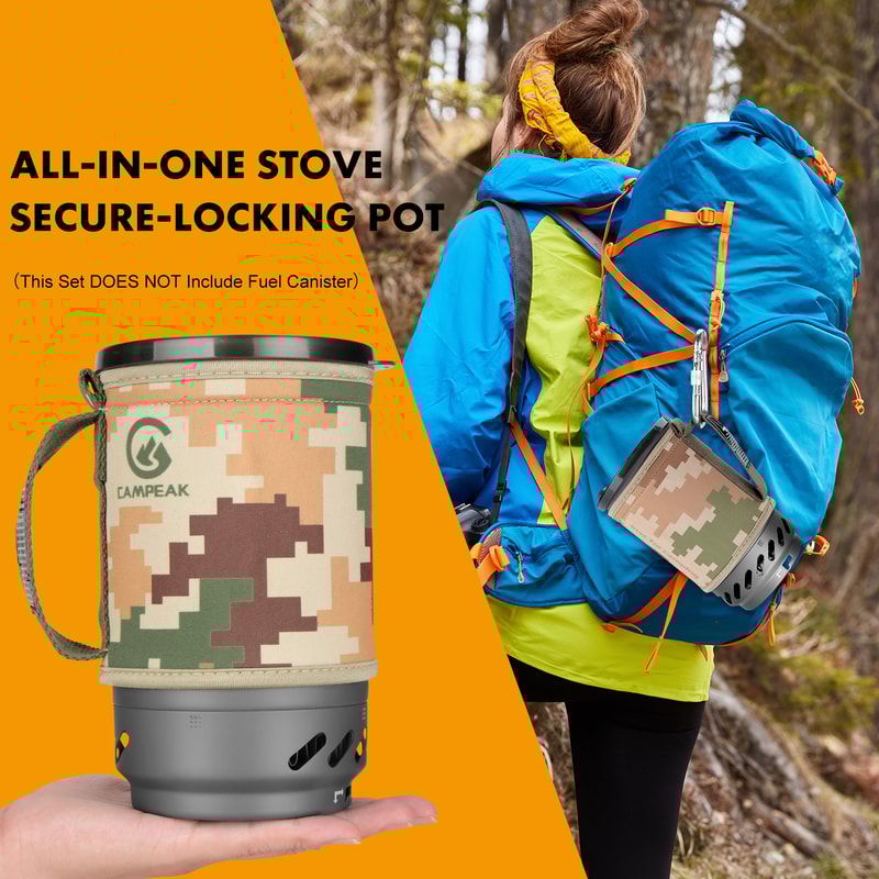 Portable Camping Stove With Heat Exchanger Pot For Backpacking 4