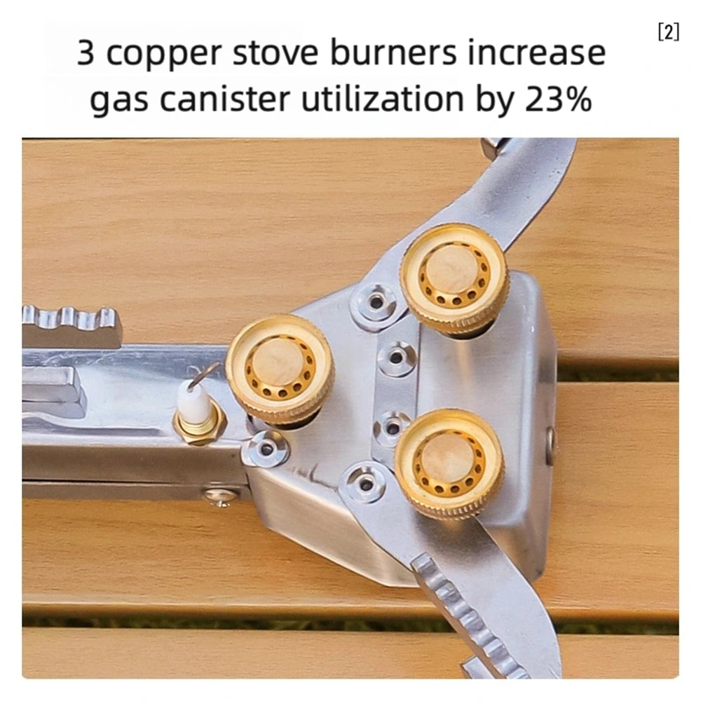 Portable Triple Burner Folding Camping Stove With Gas Cartridge 4