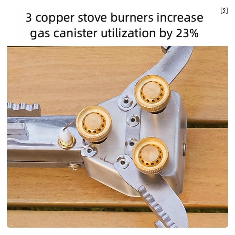 Portable Triple Burner Folding Camping Stove With Gas Cartridge 4