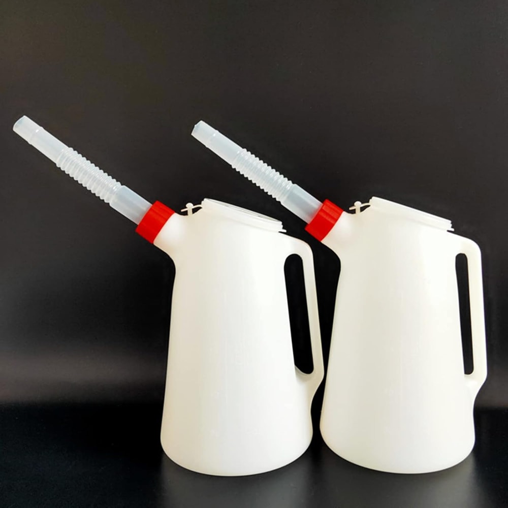 Precision Oil Measuring Jug to Automotive Oil Container with Long Spout