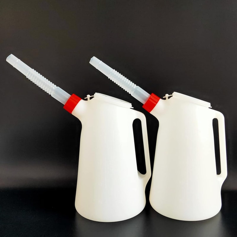 Precision Oil Measuring Jug to Automotive Oil Container with Long Spout
