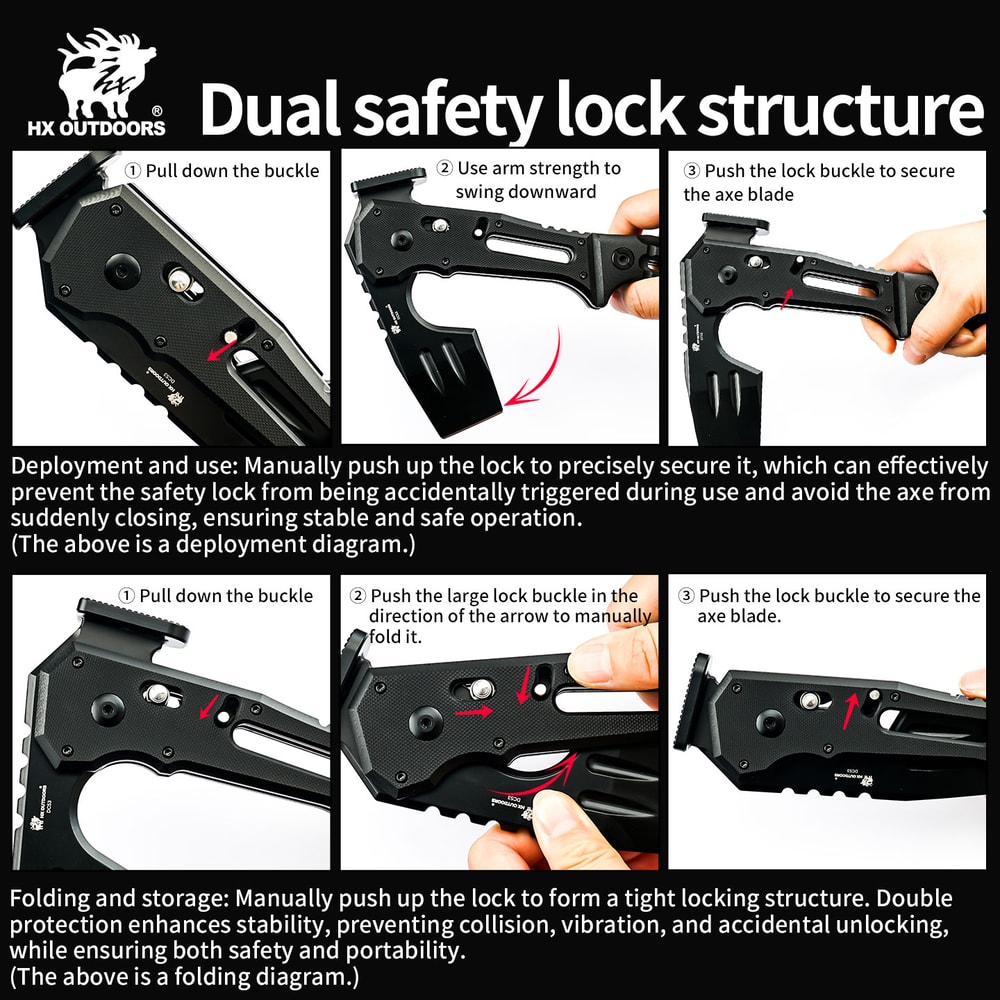 Hx Outdoors Folding Tactical Tomahawk Axe For Camping Survival 4